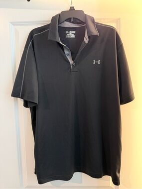 Under Armour Men's Black Polo with Gray Trim